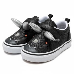 Vans Triceratops SI Kids Black and Silver Slip On Sneakers